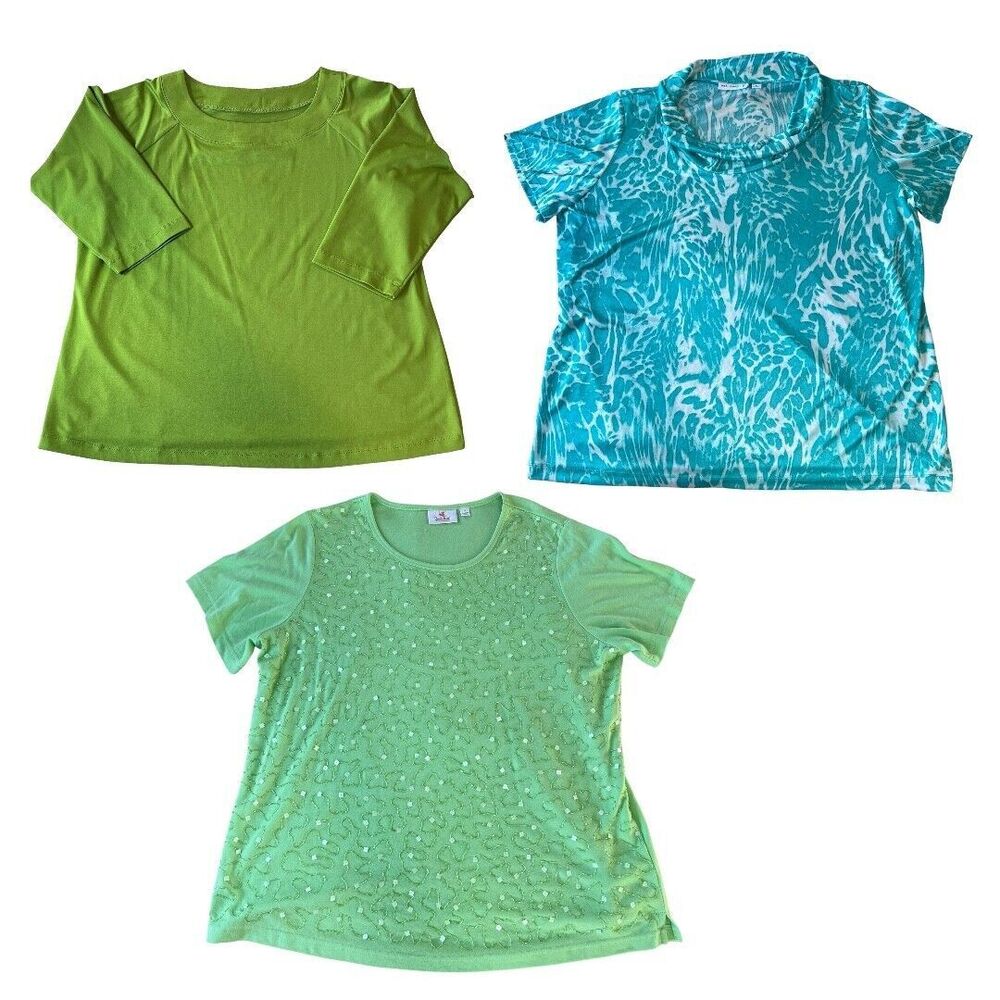 Susan Graver & Quacker‎ Factory Tops Womens Sz. 1x Lot of 3 Granny Core Blouse